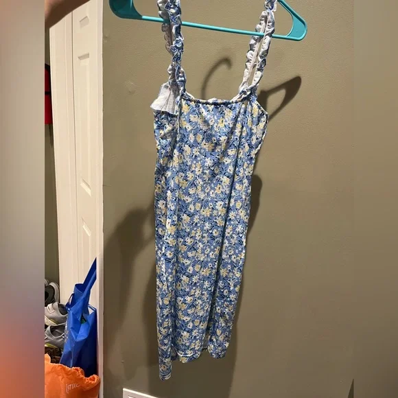 NWT Blue Floral Bodycon Ruffle Sun Dress Summer Spring SHEIN Vacation - Picture 6 of 12